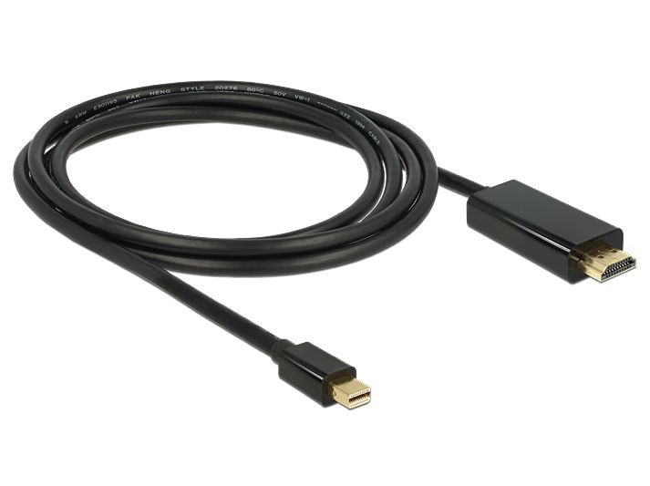 Anschlusskabel mini DisplayPort 1.1 Stecker an HDMI A Stecker, schwarz, 2m, Delock® [83699]