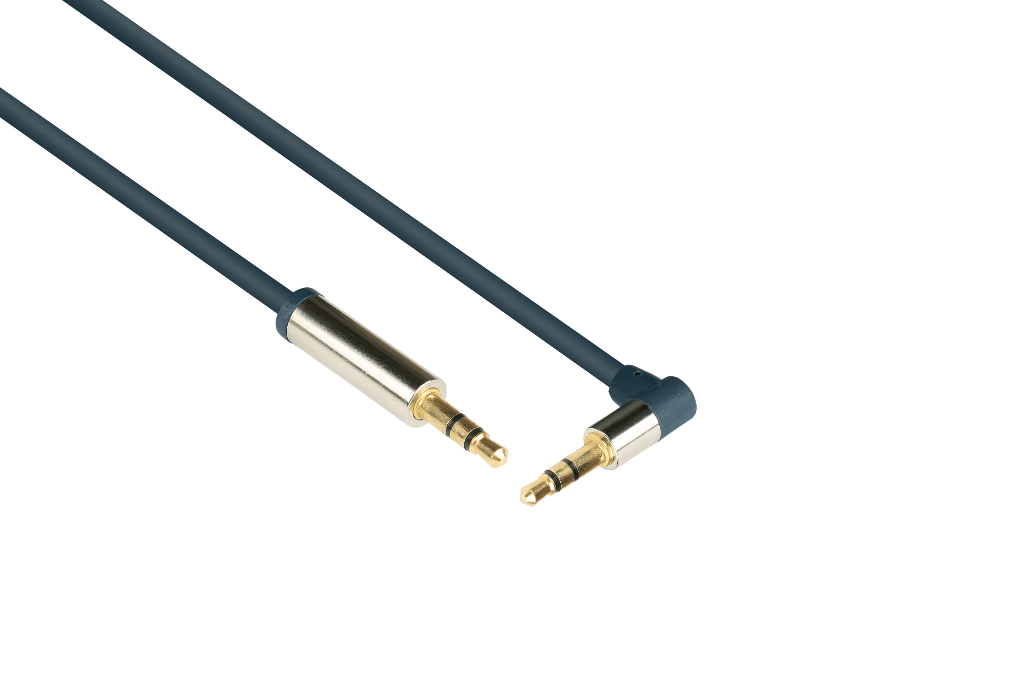 Audio Anschlusskabel SmartFLEX, High-Quality, 3-poliger 3,5mm Klinkenstecker an Klinkenstecker gewinkelt, dunkelblau, 5m, Good Connections®