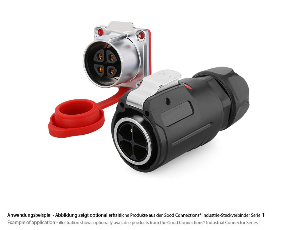 Industrie-Steckverbinder S1 - Power (4-Pin) Stecker mit Klick-Arretierung, Lötanschluss, M24, IP65/67, Good Connections®