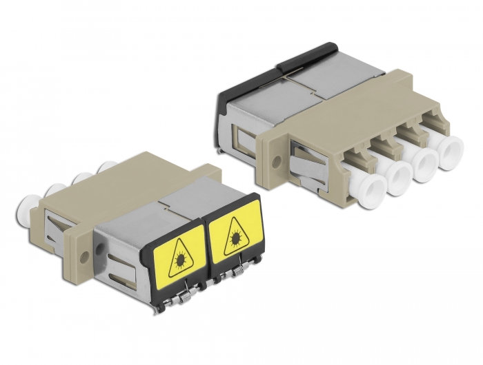 LWL Kupplung mit Laserschutzklappe LC Quad Buchse zu LC Quad Buchse Multimode beige, Delock® [86904]