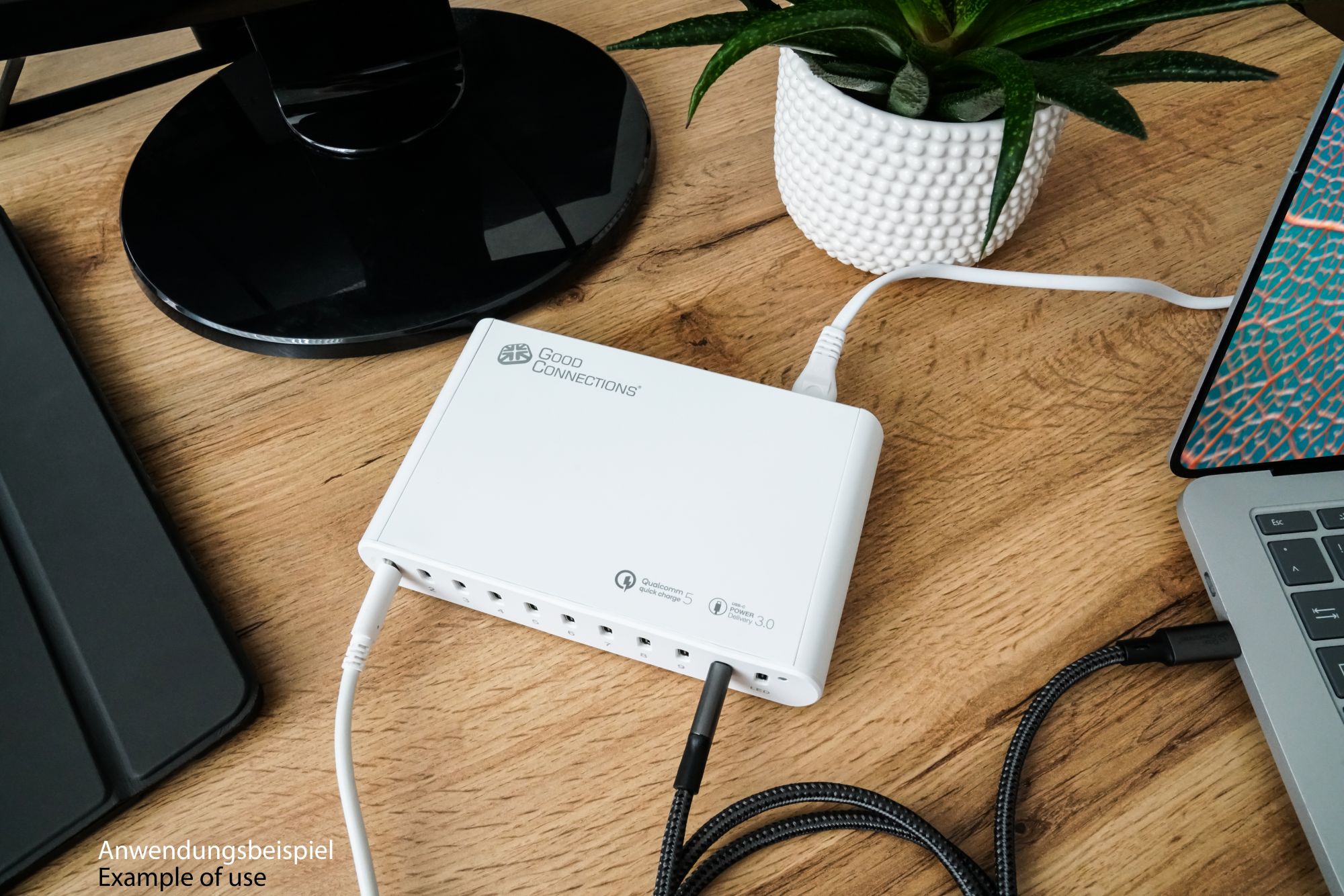 USB-Desktop-Schnellladestation 250W, 10-Port (10x USB-C™), PD 3.0, PPS, QC 5, weiß, Good Connections®