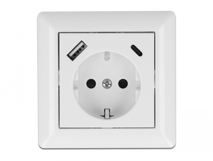 Einbausteckdose mit 2 USB Ladeports 3,4 A, 1 x USB Typ-A und 1 x USB Type-C™, Delock® [11489]