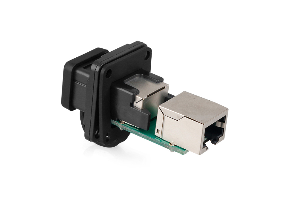 Industrie-Steckverbinder S6 - RJ45 Durchführungskupplung mit PCB-Platine / Leiterplatte, RJ45 Buchse beidseitig, Good Connections®