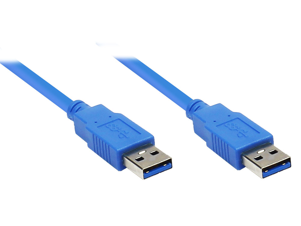 Anschlusskabel USB 3.0 Stecker A an Stecker A, 5m, blau, Good Connections®