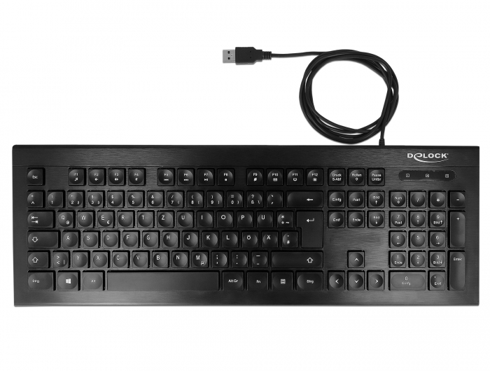USB Tastatur kabelgebunden 1,5 m schwarz (Water-Drop), Delock® [12672]