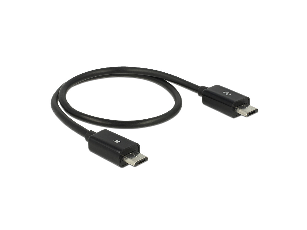Power Sharing Kabel USB 2.0 Micro Stecker B an Micro USB-B Stecker OTG, schwarz, 0,3m, Delock® [83570]
