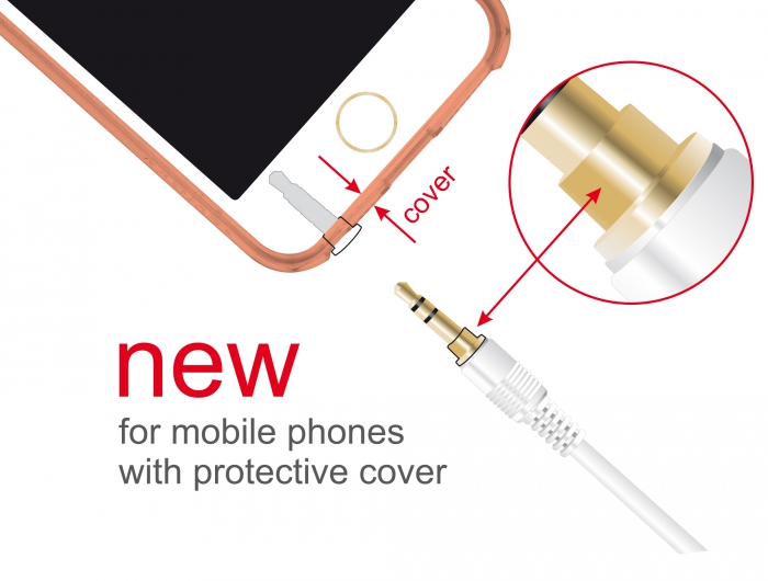 Klinkenverlängerungskabel 3,5 mm 3 Pin Stecker zu Buchse, weiß, 1m, Delock® [85577]