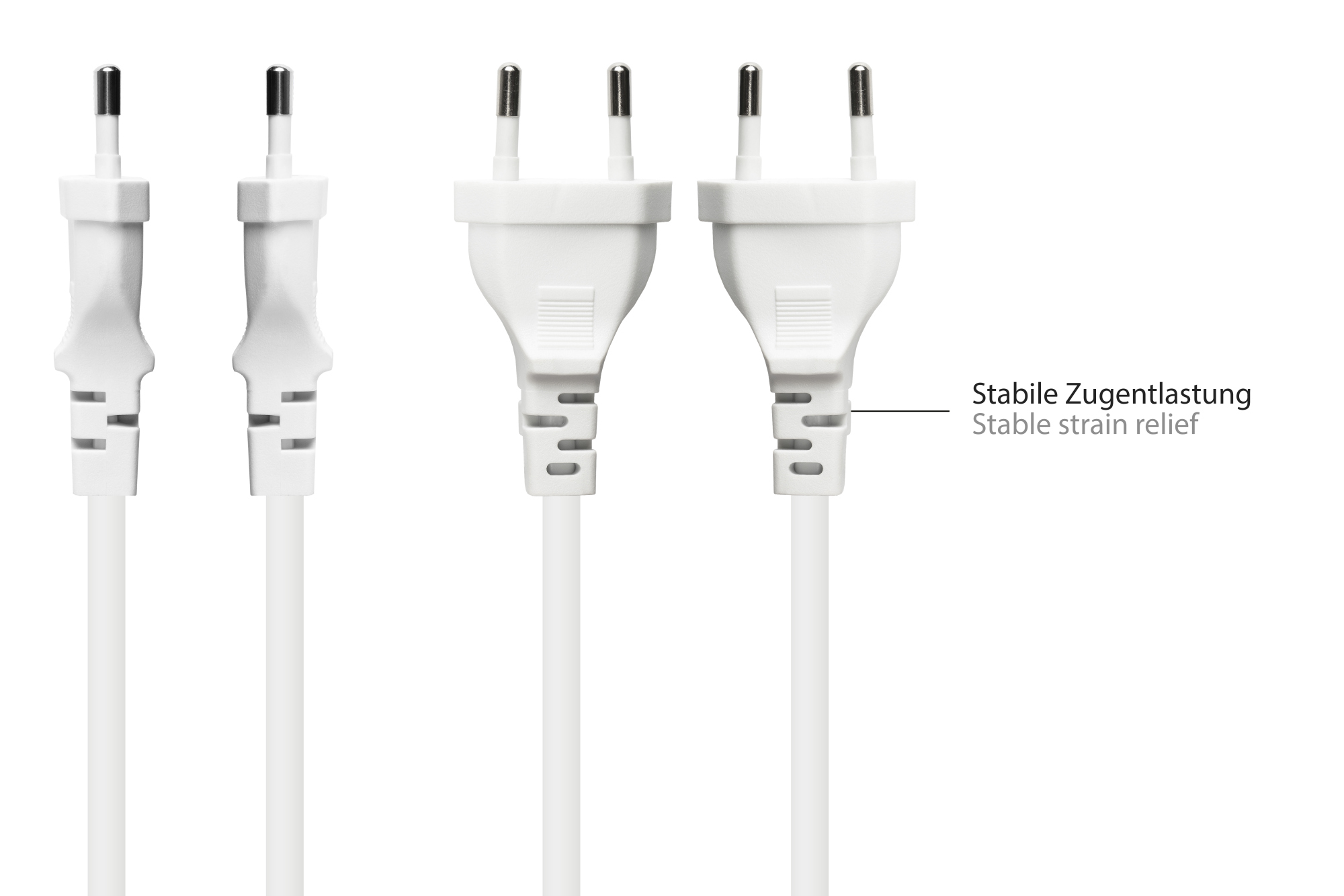 Euro-Netzkabel Euro-Stecker Typ C (gerade) an C7/Euro 8 Buchse (gerade), weiß, 0,75 mm², 1,5 m, Good Connections®