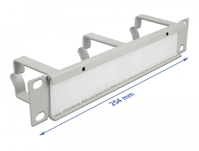 10" Kabelmanagement Bürstenleiste mit 3 Bügeln 1 HE grau, Delock® [66541]