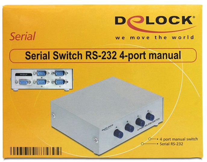 Seriell Umschalter RS-232 4-Port manuell, Delock ® [87589]