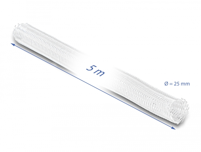 Geflechtschlauch selbstschließend 5 m x 25 mm weiß, Delock® [20811]