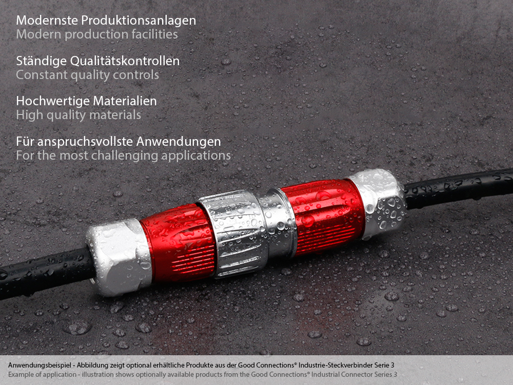Industrie-Steckverbinder S3 - Power (4-Pin) Buchsenstecker mit Kabelverschraubung, Lötanschluss, Metall, M20, Bajonett, IP65/67, Good Connections®