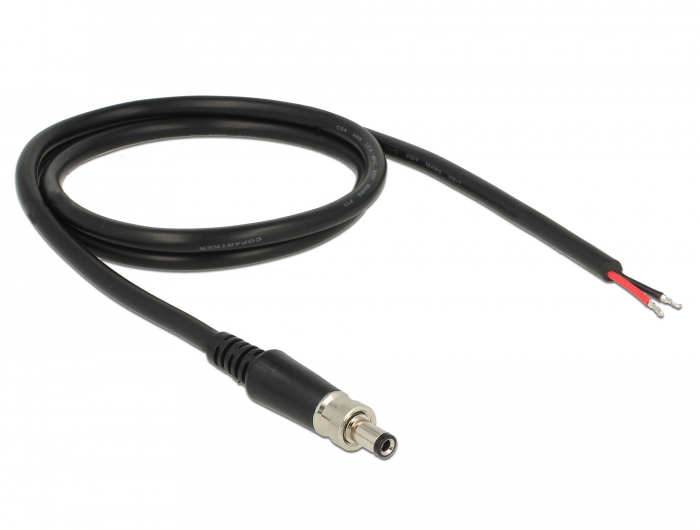 Stromversorgungskabel DC 5,5 x 2,5 x 9,5 mm verschraubbar zu offenen Kabelenden 95 cm, Delock® [89908]