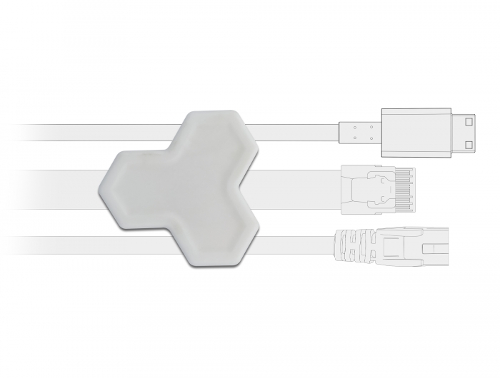 Kabelhalter selbstklebend mit 3 Durchführungen (1 x Flachkabel und 2 x Rundkabel) 2 Stück weiß, Delock® [18401]