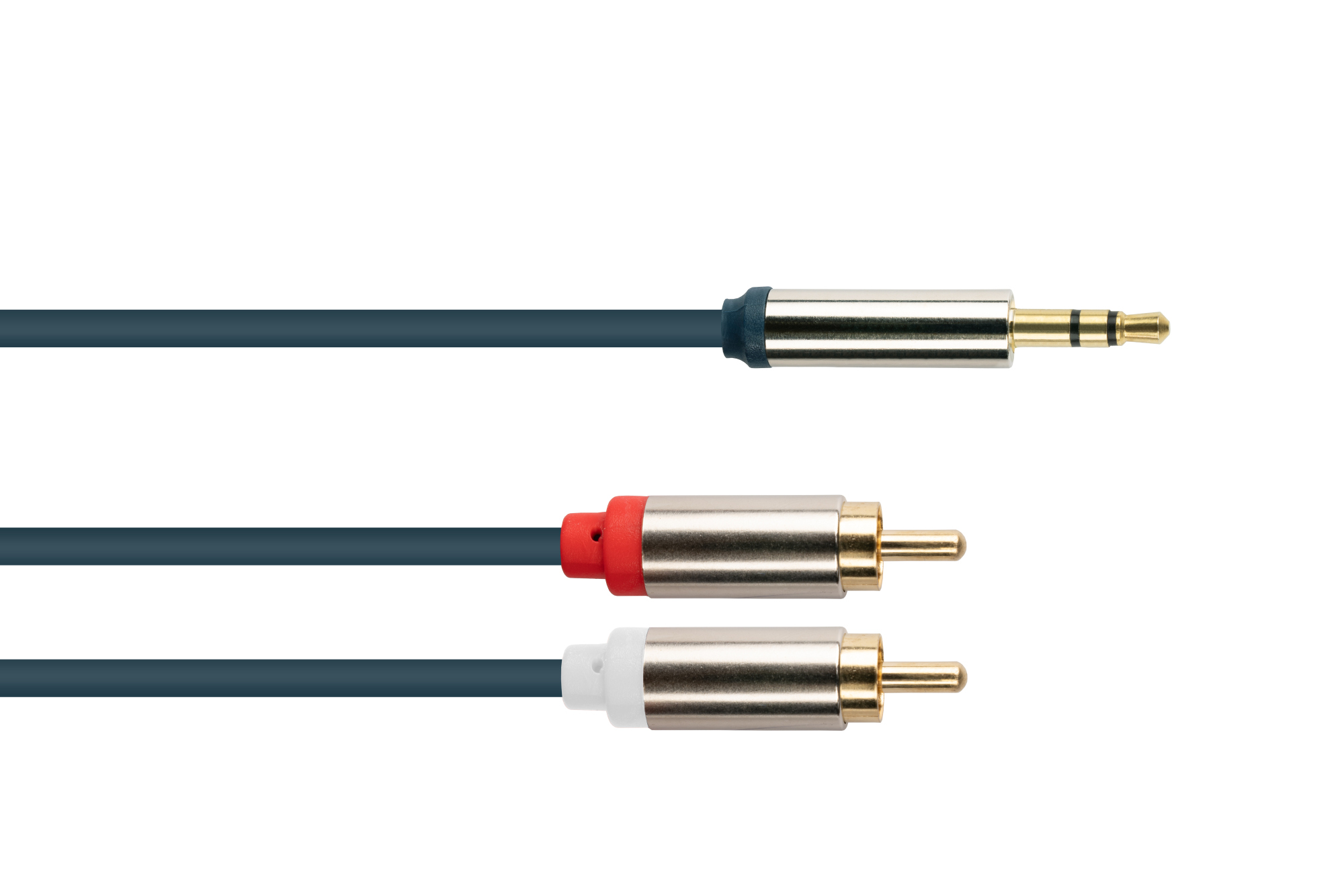 Audio Anschlusskabel SmartFLEX, High-Quality, 3-poliger 3,5mm Klinkenstecker an 2x RCA/Cinch Stecker, dunkelblau, 0,5m, Good Connections®