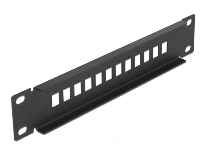 10" LWL Patchpanel 12 Port für SC Simplex / LC Duplex 1 HE schwarz, Delock® [66801]