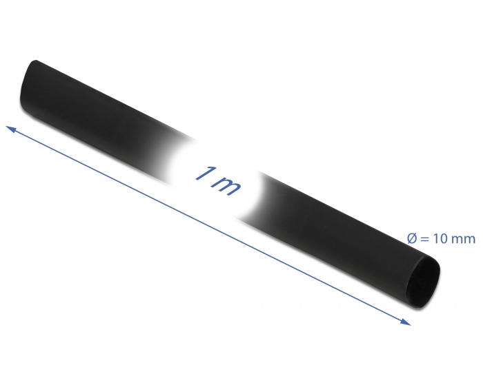 Schrumpfschlauch 1 m x 10 mm schwarz, Delock® [18974]