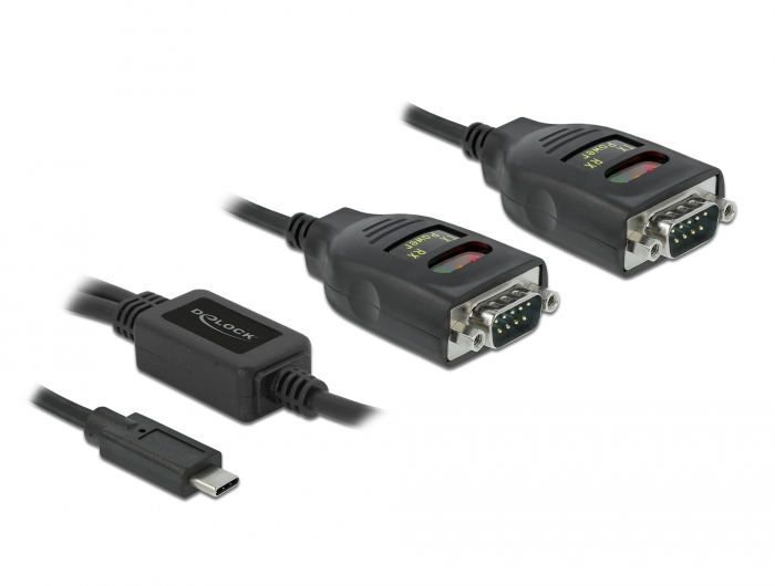 Adapter USB Type-C™ zu 2 x Seriell RS-232 DB9 mit 15 kV ESD Schutz, Delock® [90494]
