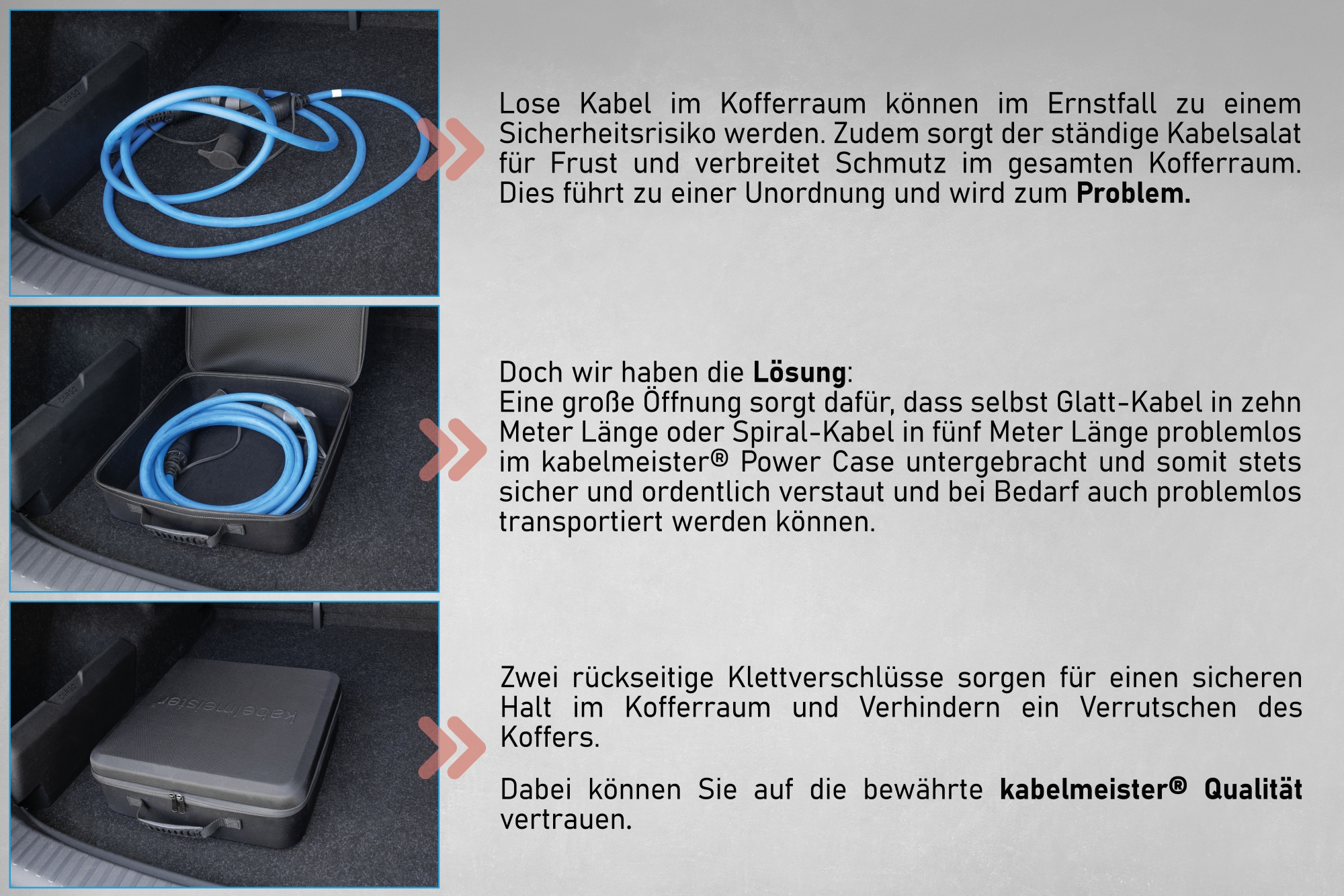kabelmeister® Power Case - Praktischer Aufbewahrungskoffer für E-Auto-Ladekabel bis 10m
