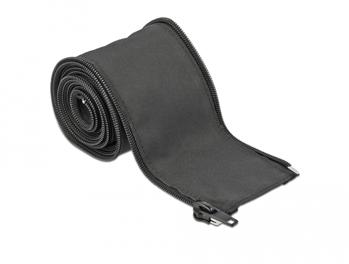 Gewebeschlauch mit Reißverschluss hitzebeständig 2 m x 25 mm schwarz, Delock® [19219]