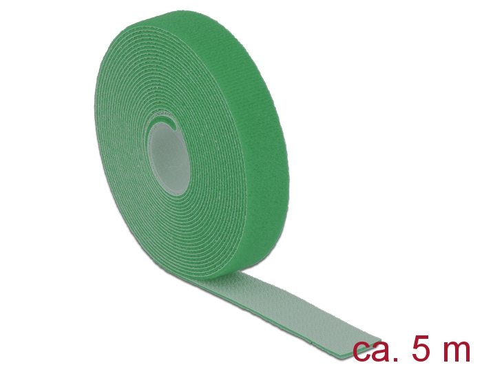 Klett-Kabelbinder L 5m x B 20mm, Rolle, grün, Delock® [18731]