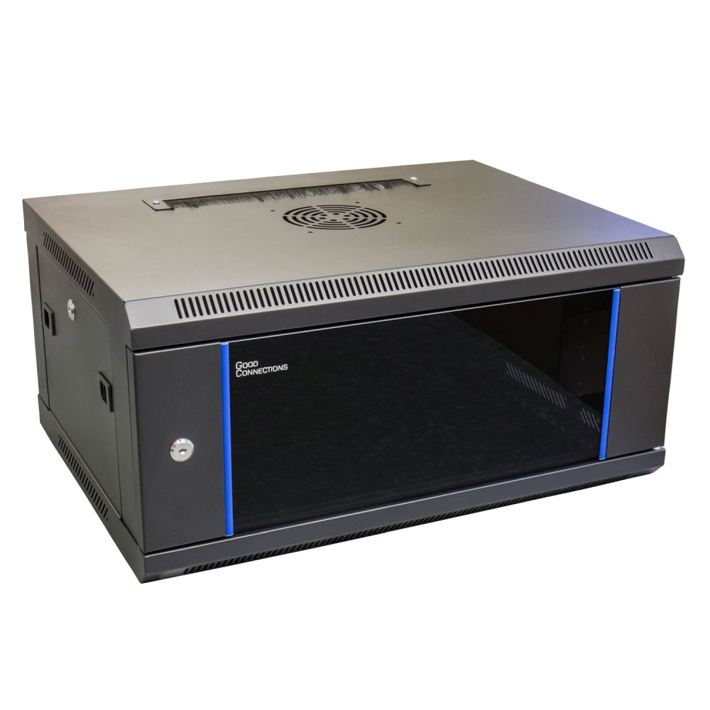 19" Wandgehäuse, 4HE, tiefschwarz (RAL9005) 600x450 mm, fertig montiert, Good Connections®