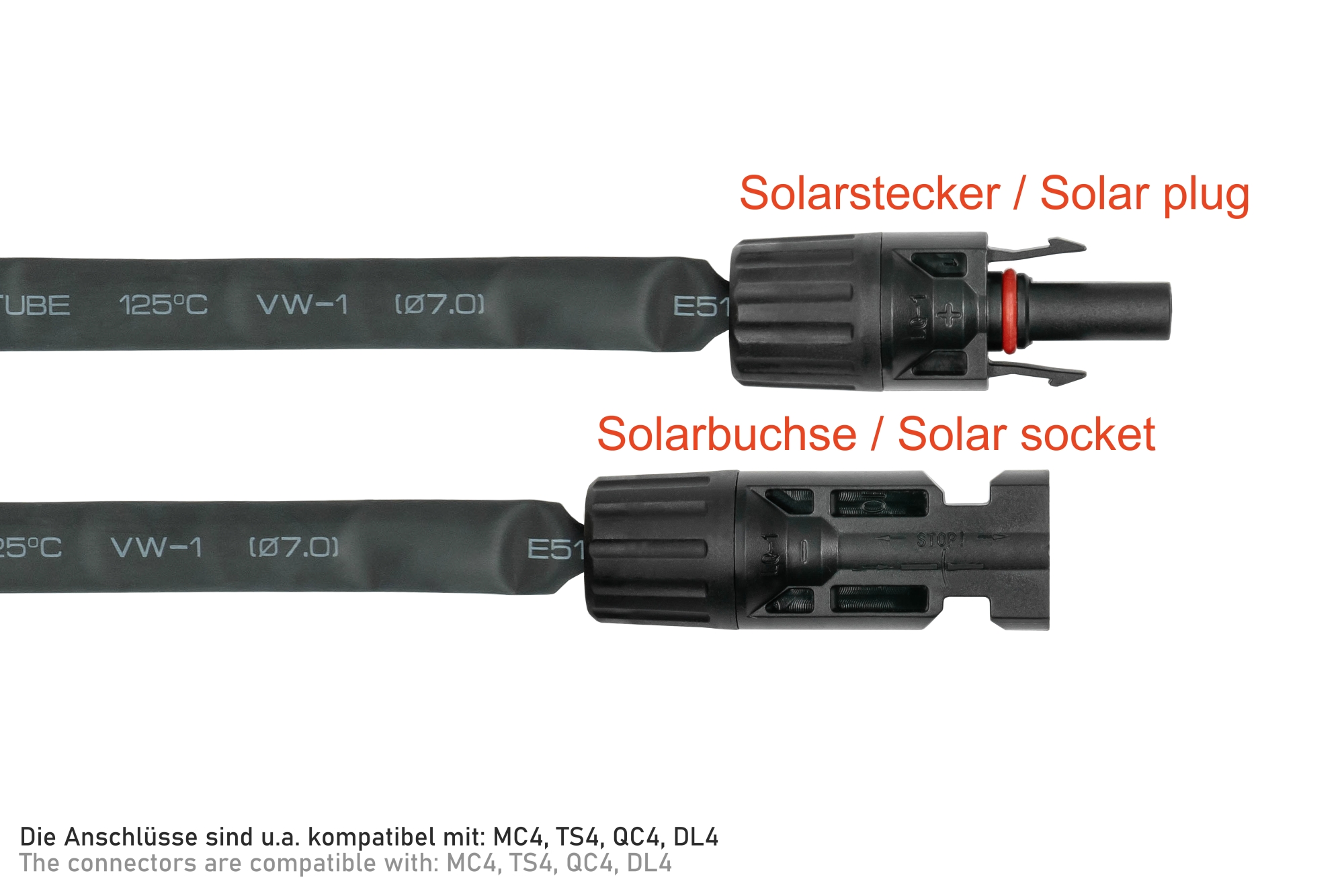 kabelmeister® Solar-Fensterdurchführung MC4 kompatibel, paarweise, schwarz, flexible Länge: 30 cm