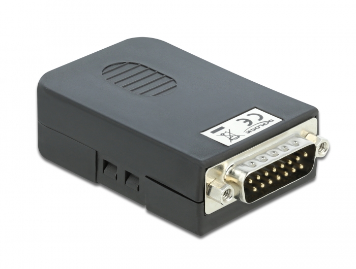 D-Sub15 Stecker zu Terminalblock Adapter mit Gehäuse, Delock® [66568]