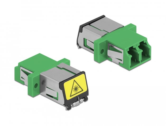 LWL Kupplung mit Laserschutzklappe LC Duplex Buchse zu LC Duplex Buchse Singlemode grün, Delock® [86897]