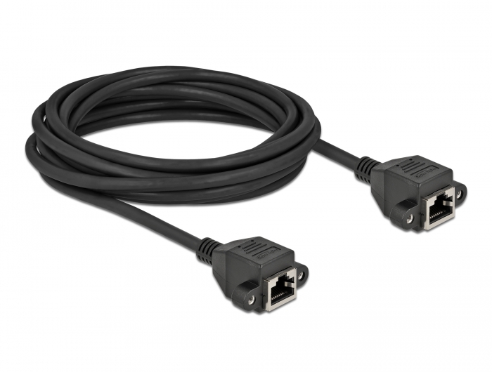 Netzwerk Verlängerungskabel S/FTP RJ45 Buchse zu RJ45 Buchse Cat.6A 5 m schwarz, Delock® [87012]