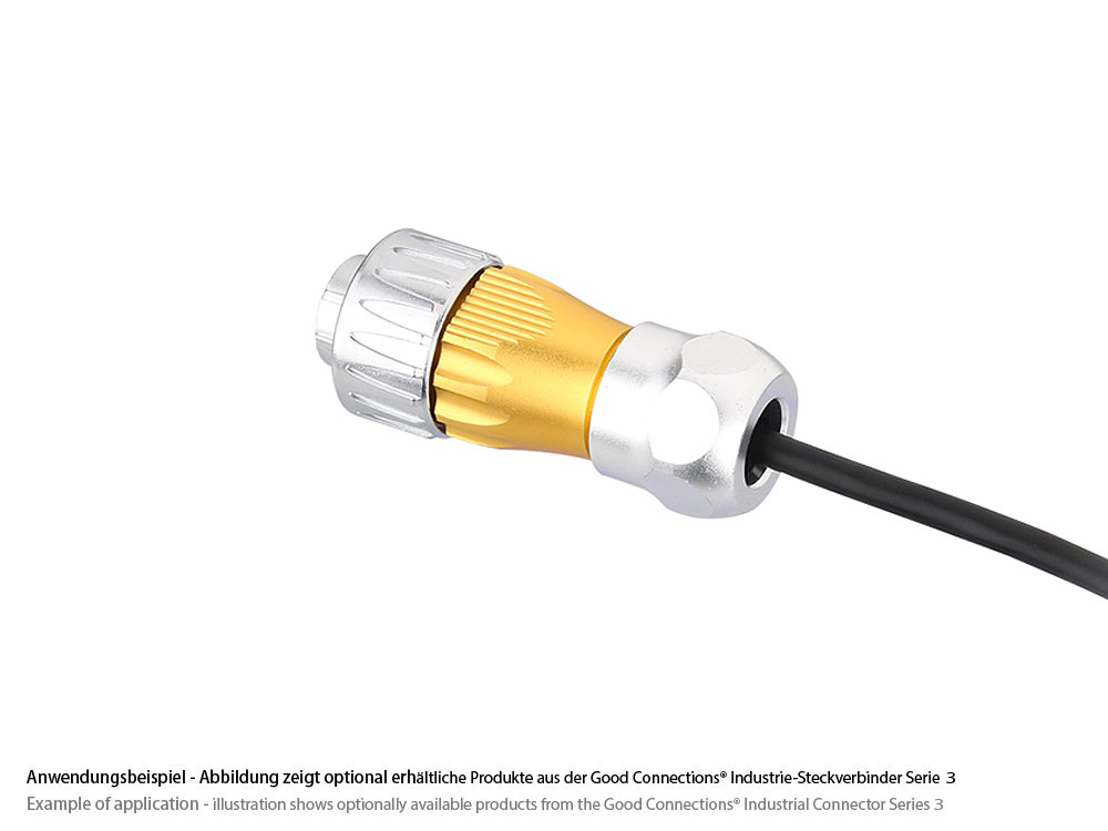 Industrie-Steckverbinder S3 - Stecker mit Kabelverschraubung, Aussparung für RJ45 Stecker, Metall, M24, Bajonett, IP65/67, Good Connections®
