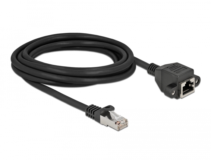 Netzwerk Verlängerungskabel S/FTP RJ45 Stecker zu RJ45 Buchse Cat.6A 3 m schwarz, Delock® [87003]