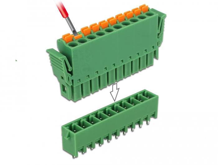 Terminalblock Set für Platine 10 Pin 3,81 mm Rastermaß vertikal, Delock® [65976]