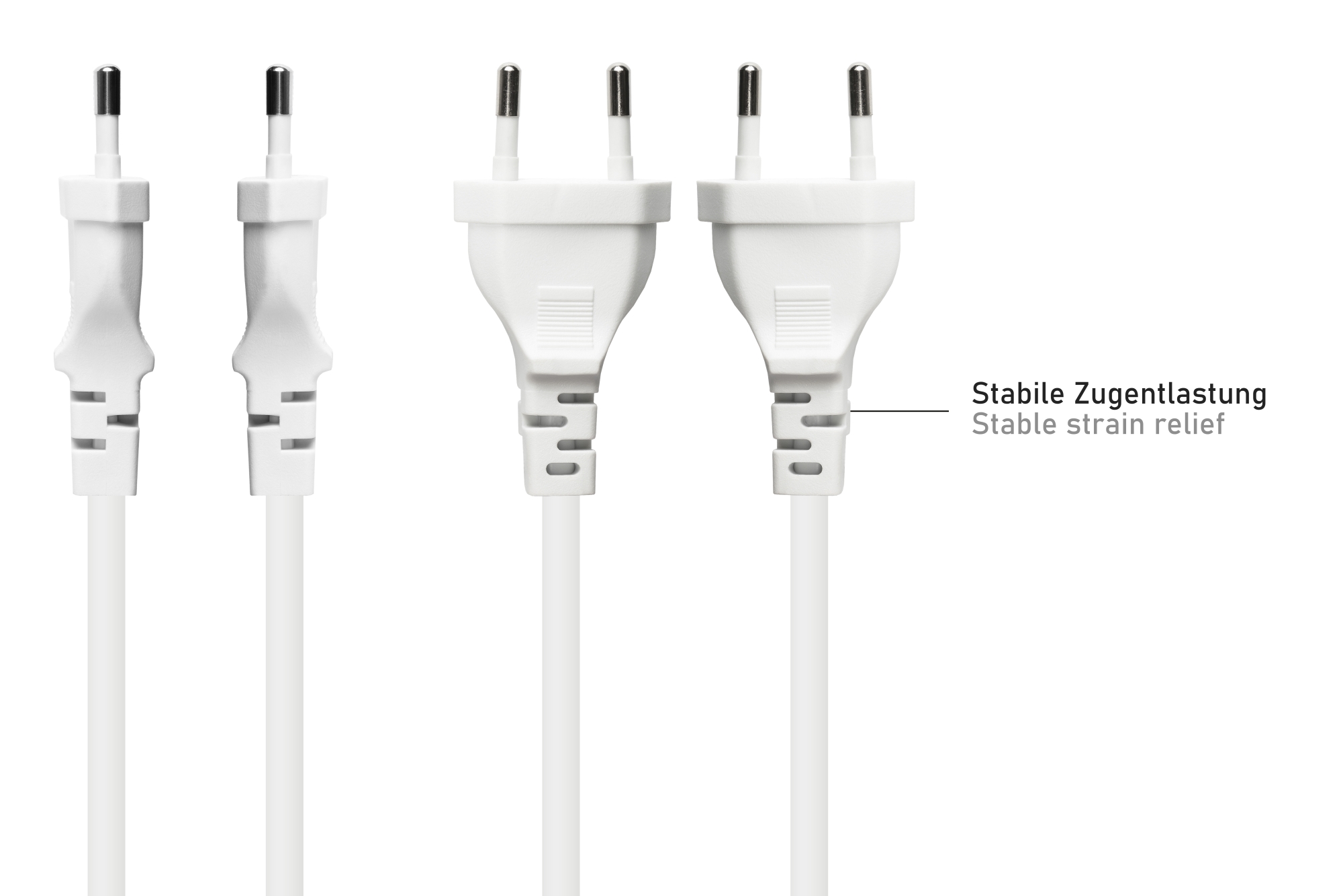 kabelmeister® Euro-Netzkabel Euro-Stecker Typ C an abisolierte Enden, weiß, 0,75 mm², 1,5 m