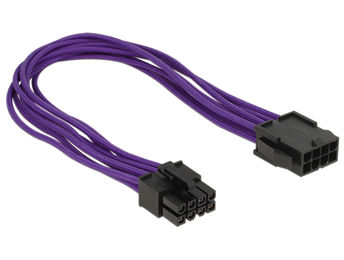 Verlängerungskabel Stromversorgung 8 Pin EPS Stecker an 8 Pin EPS Buchse Textilummantelung violett, Delock® [83702]