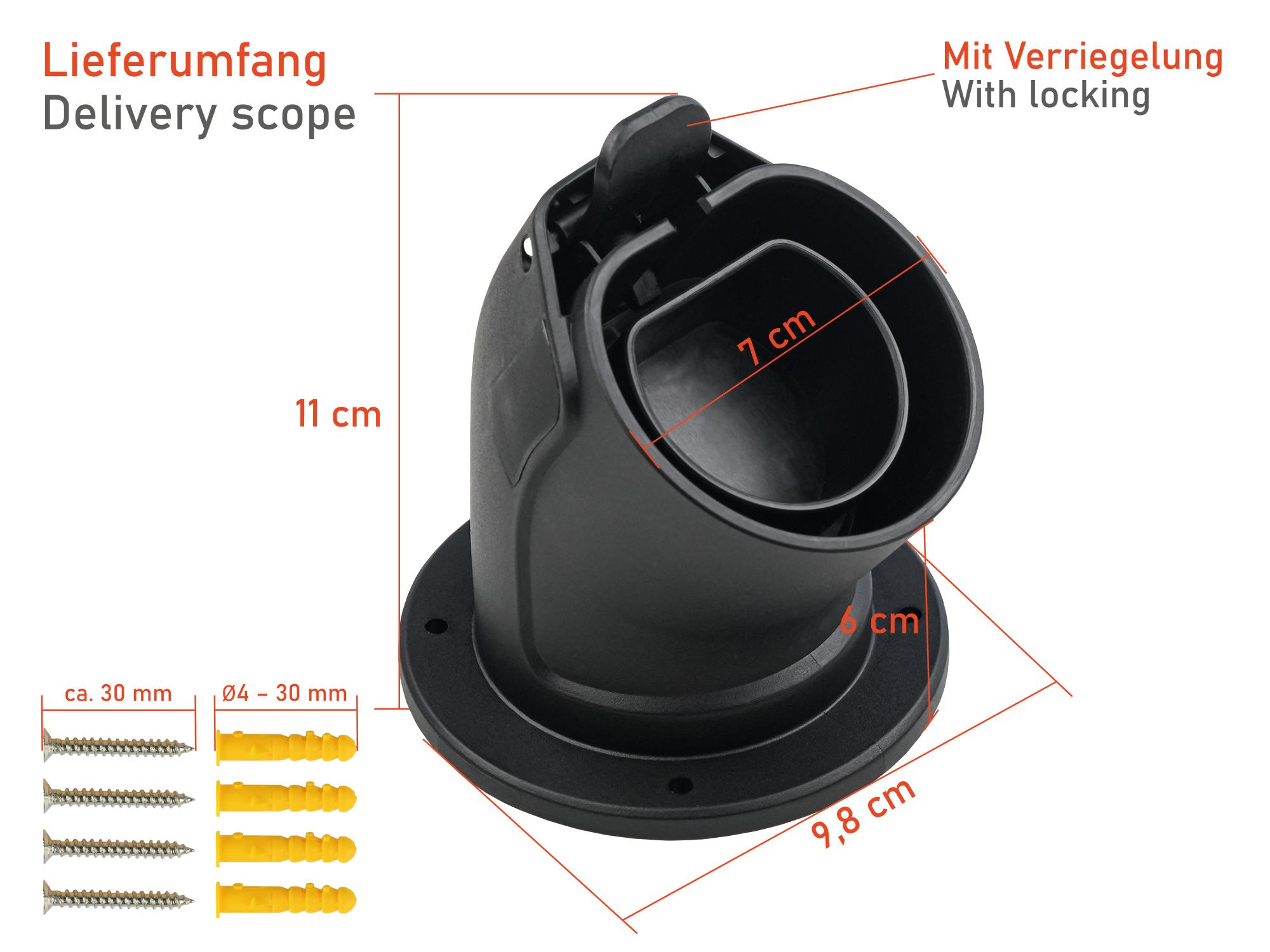 kabelmeister® Wandhalterung für Typ 2 Ladekabel von Elektro- und Hybridfahrzeugen