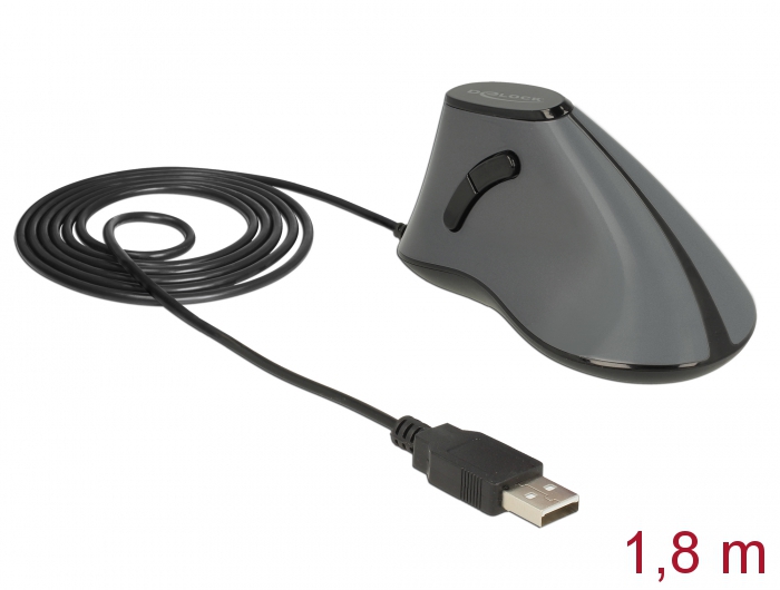 Ergonomische vertikal optische 5-Tasten USB Maus, Delock® [12527]