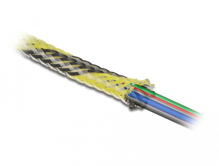 Geflechtschlauch dehnbar 2 m x 25 mm schwarz-gelb, Delock® [20747]