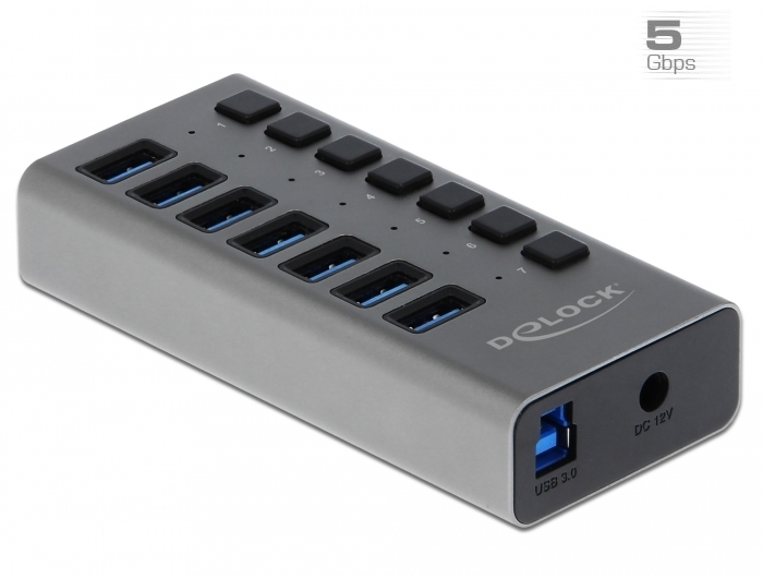 Externer SuperSpeed USB Hub mit 7 Ports + Schalter, Delock® [63669]