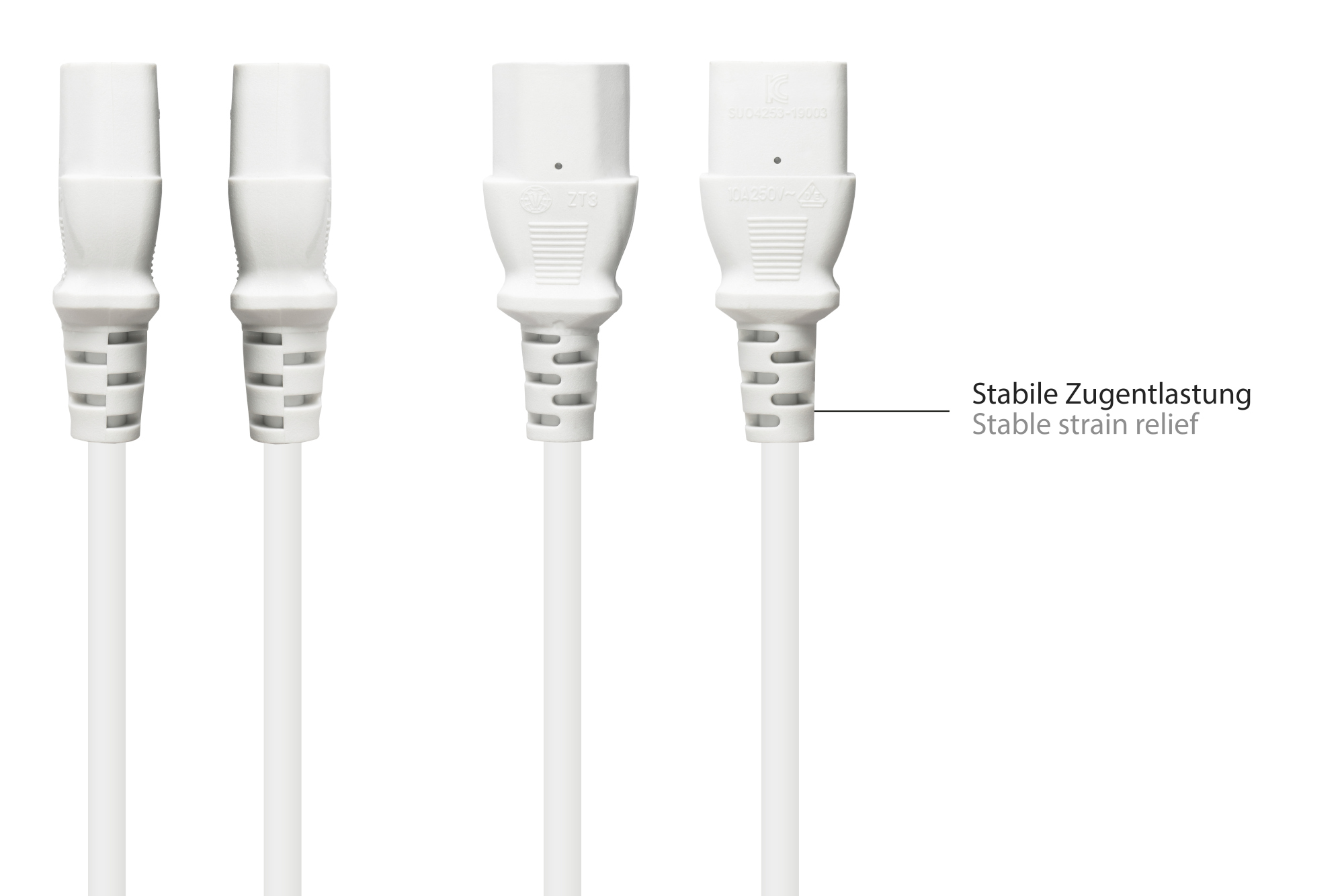 Netzkabel Schutzkontakt-Stecker Typ E+F (CEE 7/7, gerade) an C13 (gerade), weiß, 0,75 mm², 1,5 m, Good Connections®