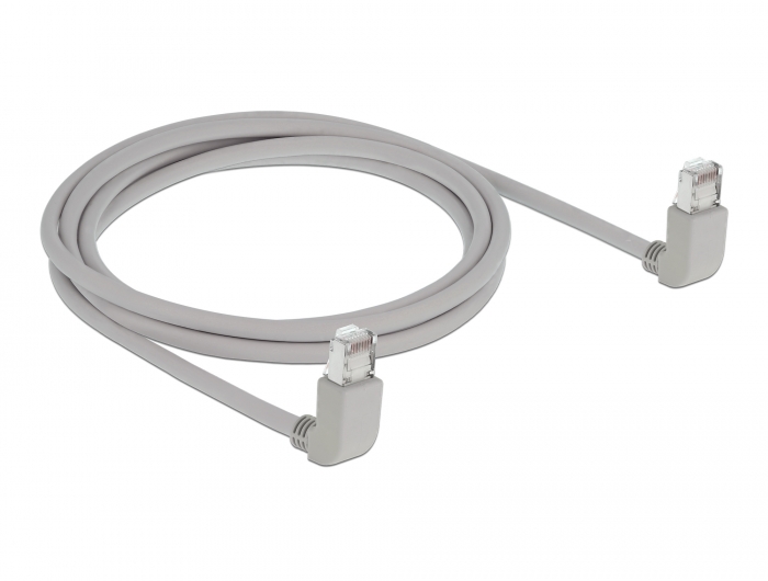 Netzwerkkabel RJ45 Cat.6A S/FTP oben / oben gewinkelt, grau, 2 m, Delock® [83523]