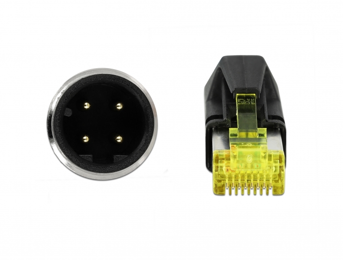 Netzwerkkabel M12 4 Pin D-kodiert an RJ45 Hirose Stecker TPU, wasserblau, 2 m, Delock® [85442]
