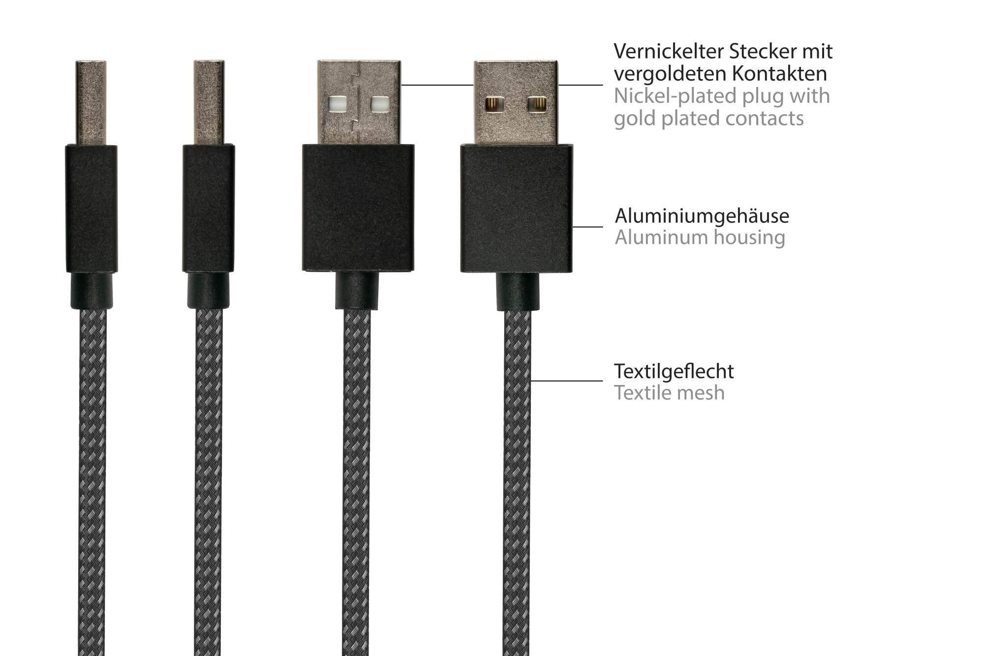 USB 2.0 Lade- und Datenkabel für iPhone/iPad/iPod, USB-A Stecker an Lightning™ Stecker, MFI zertifiziert, 12W, schwarz, 0,5m, Good Connections®