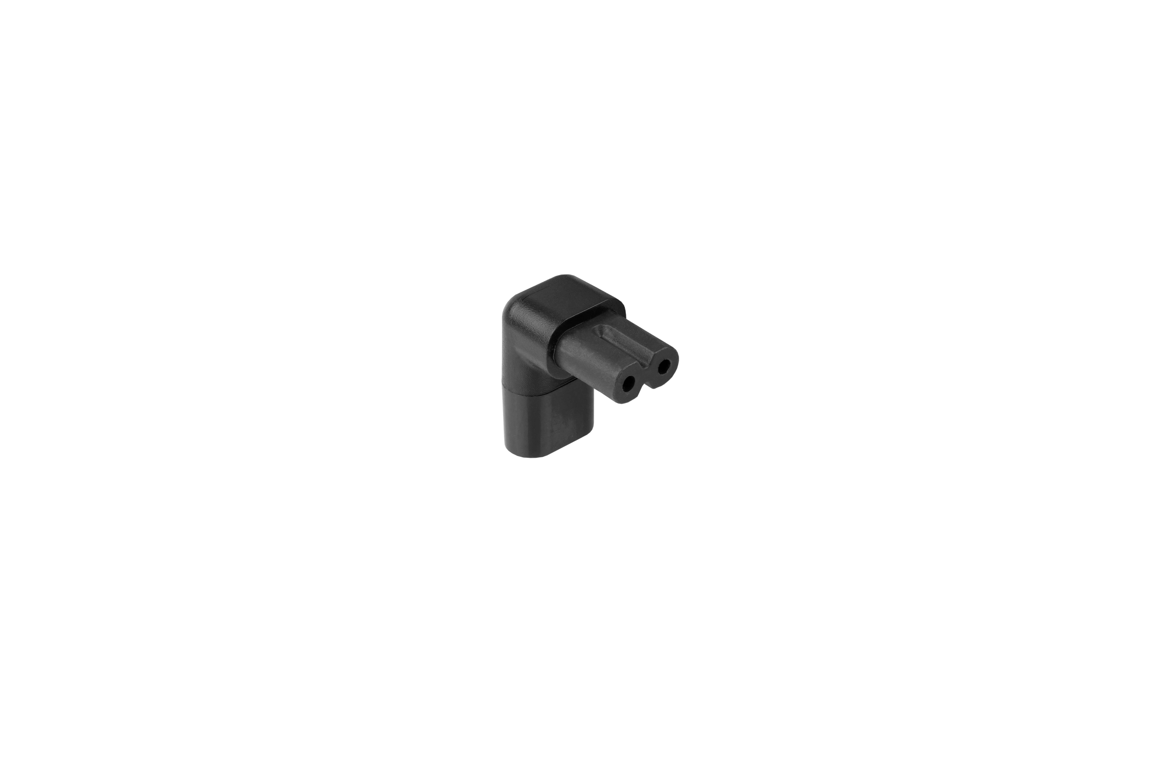 kabelmeister® Stromadapter Stecker C8 an C7/Euro 8 Buchse, oben/unten abgewinkelt, schwarz