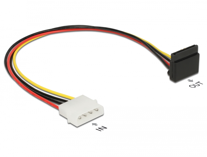 Stromkabel SATA 15 Pin Buchse > 4 Pin Molex Stecker Metall 30 cm, Delock® [85513]