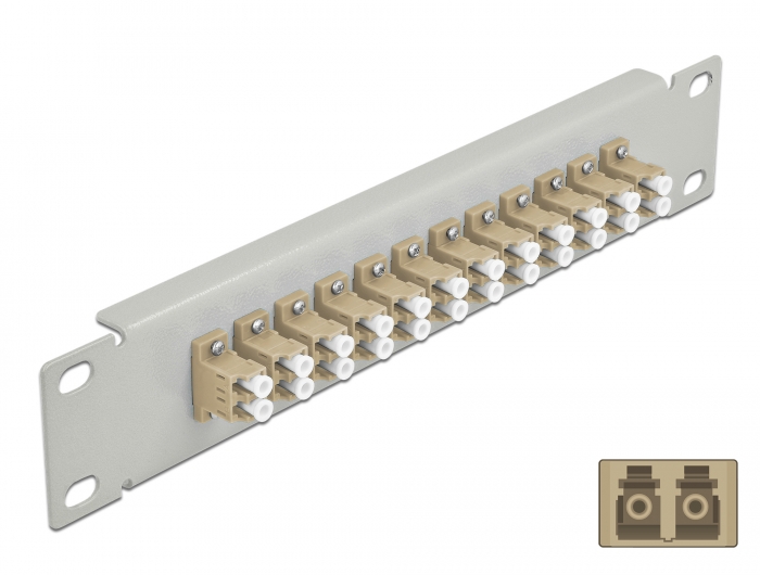 10" LWL Patchpanel 12 Port LC Duplex beige 1 HE grau, Delock® [66788]