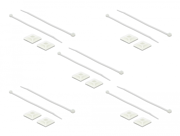 Befestigungssockel 25 x 25 mm mit Kabelbinder L 300 x B 4,8 mm weiß, Delock® [18834]