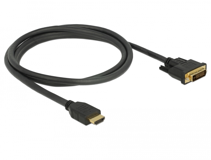 HDMI an DVI 24+1 Kabel, bidirektional, schwarz, 1,5m, Delock® [85653]