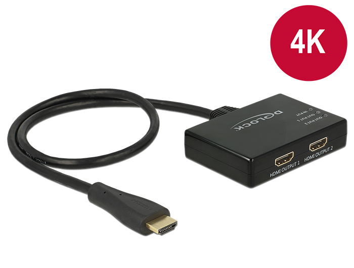 HDMI Splitter 1x HDMI in an 2x HDMI out 4K, Delock® [87700]