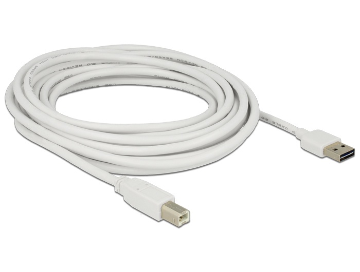 Kabel EASY-USB 2.0 Typ-A Stecker an USB 2.0 Typ-B Stecker, weiß, 5 m, Delock® [85155]